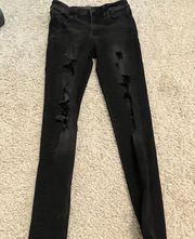 American Eagle  black distressed high rise jeggings size 4