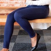 Betabrand • Blue Heart Print Heartline Skinny Leg Pull On Yoga Dress Pants