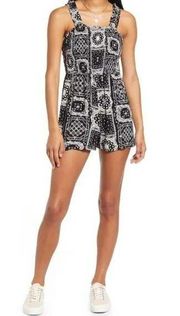 4/$25 NWT BP. Smocked Bodice Romper In Black Bandanamix Size large