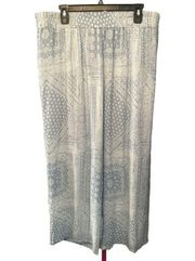 NWT New Direction Light Blue & White Wide leg Boho Pants Sz PXL