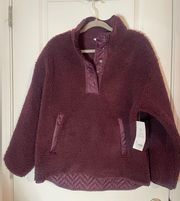 🎉HOST PICK🎉 NWT Women’s Athleta Cozy Sherpa Snap Sweatshirt Size L Eggplant