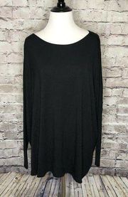 PIKO Solid‎ Black Dolman Long Sleeve Boatneck Tunic