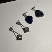 Lot Of 2 Silver Tone Pierced Dangle Drop Earrings - Signed Kenneth Cole / Avon