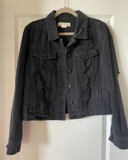 Distressed Black Denim Jacket