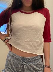 Unique Assymetrically Cropped Quarter Sleeve Baseball Tee