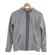 Athleta Heathered Gray Womens S Fleece Bomber Full Zip Snap Button Pockets