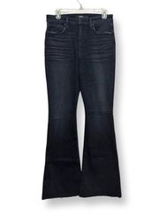 Womens High Rise 5 Pocket Flare Jeans Black Stretch Dark Wash 29 New