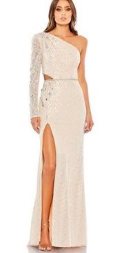 Mac Duggal Embellished One Shoulder Cut Out Gown