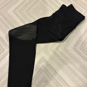 Strut This Women’s Black Leggings with Faux Leather Knees & Pockets