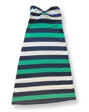 Tommy Bahama Strapless Nautical Striped Casual Maxi Dress Size Small