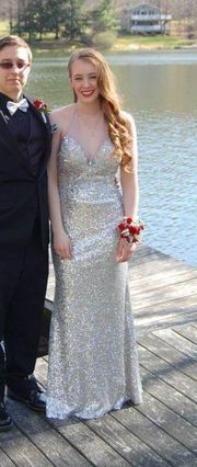 Silver Sequin Prom Dress