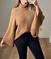 Kali Poncho Cable knit Turtleneck Sweater XS/S Honey Tan Boho