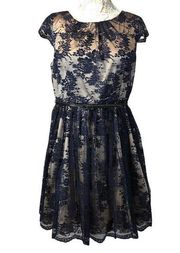 Jessica Howard navy lace dress short sleeved size 14 p