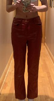 Red Faux Leather Pants