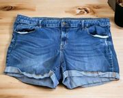 5/$35   Ava & Viv Womens Shorts Sz 20W Power Stretch Midi Cuffed Blue Denim Jean