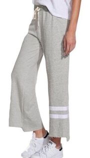 Sundry Striped Ankle Flare Sweatpants Lounge Raw Hem: Heathered Grey/White