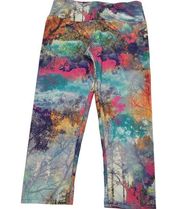 Onzie Leggings Womens Small Medium Colorful Floral Crop Athletic Stretch Poly