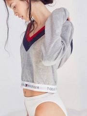 Tommy Hilfiger Gray Cropped Hoodie