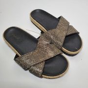 Quipid Rhinestone Criss Cross Strap Espadrille Flatform Sandal 6