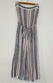 Becool Strapless Striped Capri Jumpsuit M