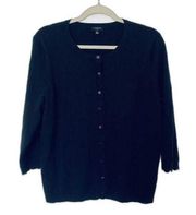 Talbots Black Sweater Cardigan Top Long Sleeve Scallop Front XLP