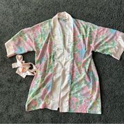 Vintage  gold label Shabby Cottagecore Pastel Floral Robe