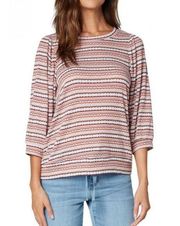 Liverpool Puff Sleeve Knit Top In Abstract Stripe Small