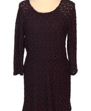 New York & Company Textured Knee Length Dress Purple Women's Size Medium