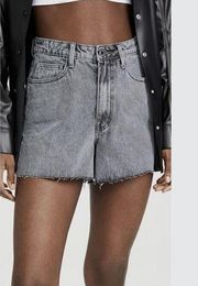 New WeWoreWhat The Boyfriend Short Rigid Denim Washed Gray Frayed Hem 27 $118