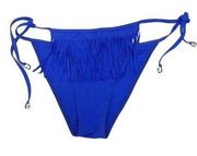 Koral deep blue fringe side tie bikini bottoms