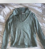 Hollister Green V-Neck Crop Sweater