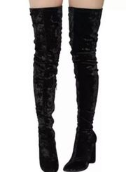 Cape Robbin Women's Paw Thigh High Boot size 7.5 black over the knee block heel