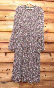 Draper James RSVP Green Smocked Floral Chiffon Dress XXL