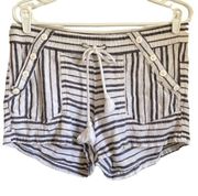 Jolt White And Gray Striped Linen Dock Shorts