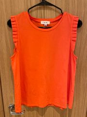 Coral Sleeveless Ruffle Tee