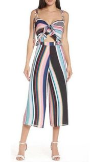 Ali & Jay Womens Fiesta Stripe Chiffon Crop Jumpsuit Multi Medium