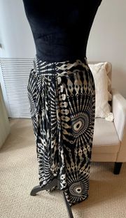 Black Label High Waist Neutral Geometric Maxi Skirt Size Large NEW