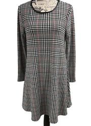 River Island Dress Women UK 8 US 4 Plaid Dress Jumper Black White Long Sleeve