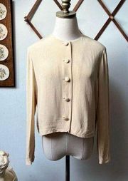 Vintage 80s Silk Cream Button Down Blouse