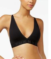 DKNY Women's Size Small Plunge Neck Bralette Bra Solid Black NEW