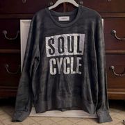 Soul Cycle charcoal camo detail sweatshirt w SOUL CYCLE logo w silver graphics S