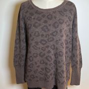 Edge by Jen Rade Leopard Print Cotton Women's Sweater Size Large