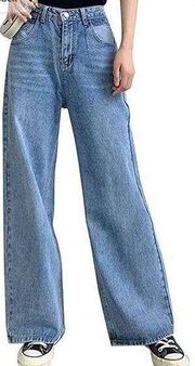 HDLTE women wide leg high waist jeans S-6