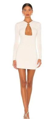 Camila Coelho Amelie Mini Long Sleeve Dress In Neutral Size XXS