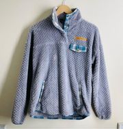 Simply Southern Fuzzy Fleece Quarter Snap Pullover Plaid Blue Grey size S