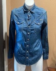 Diesel denim blue button up blouse