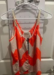 Neon orange and white summer top