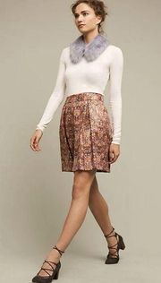 Maeve Anthropologie Womens Rosie Floral Metallic Pleated Brocade Skirt Size L