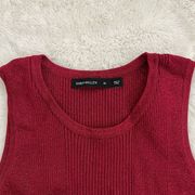 Karen Millen Sparkle Knit Rib Crew Neck Vest Top in Red