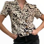 Nasty Gal Leopard Print Button Down Blouse Jacket